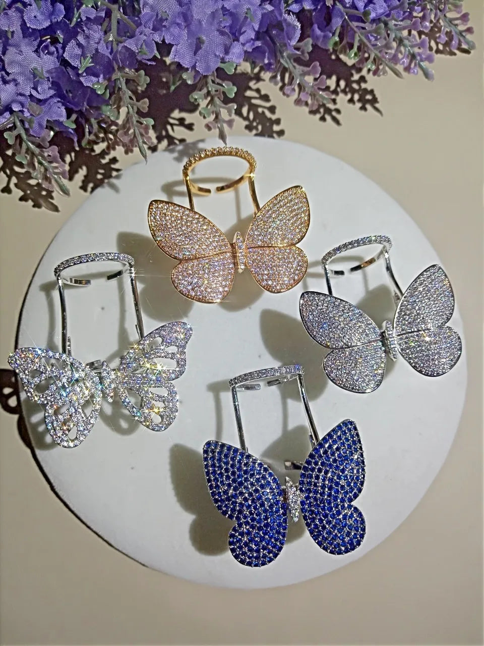 925 Sterling Silver Butterfly Ring - Micro Pave CZ Engagement Wedding Band