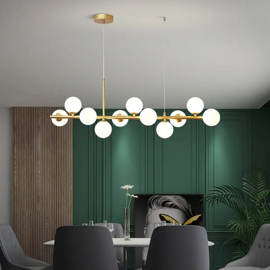 Modern Nordic Glass Ball Pendant Light - Multi-Head LED Chandelier for Dining Room