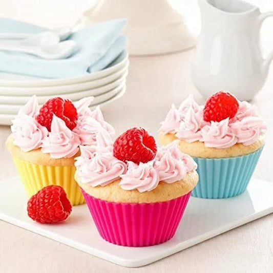 Silicone Cupcake Molds Set - 12 Piece Reusable Baking Cups for Muffins, Pastries & Desserts