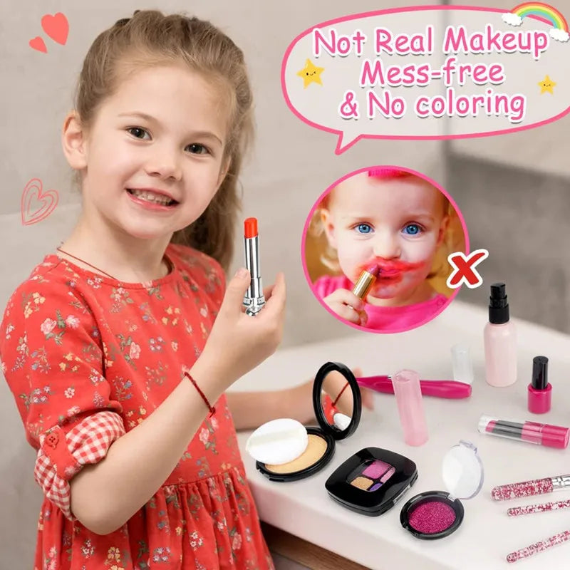 Kids Pretend Play Makeup Set - Fake Make Up Kit for Girls