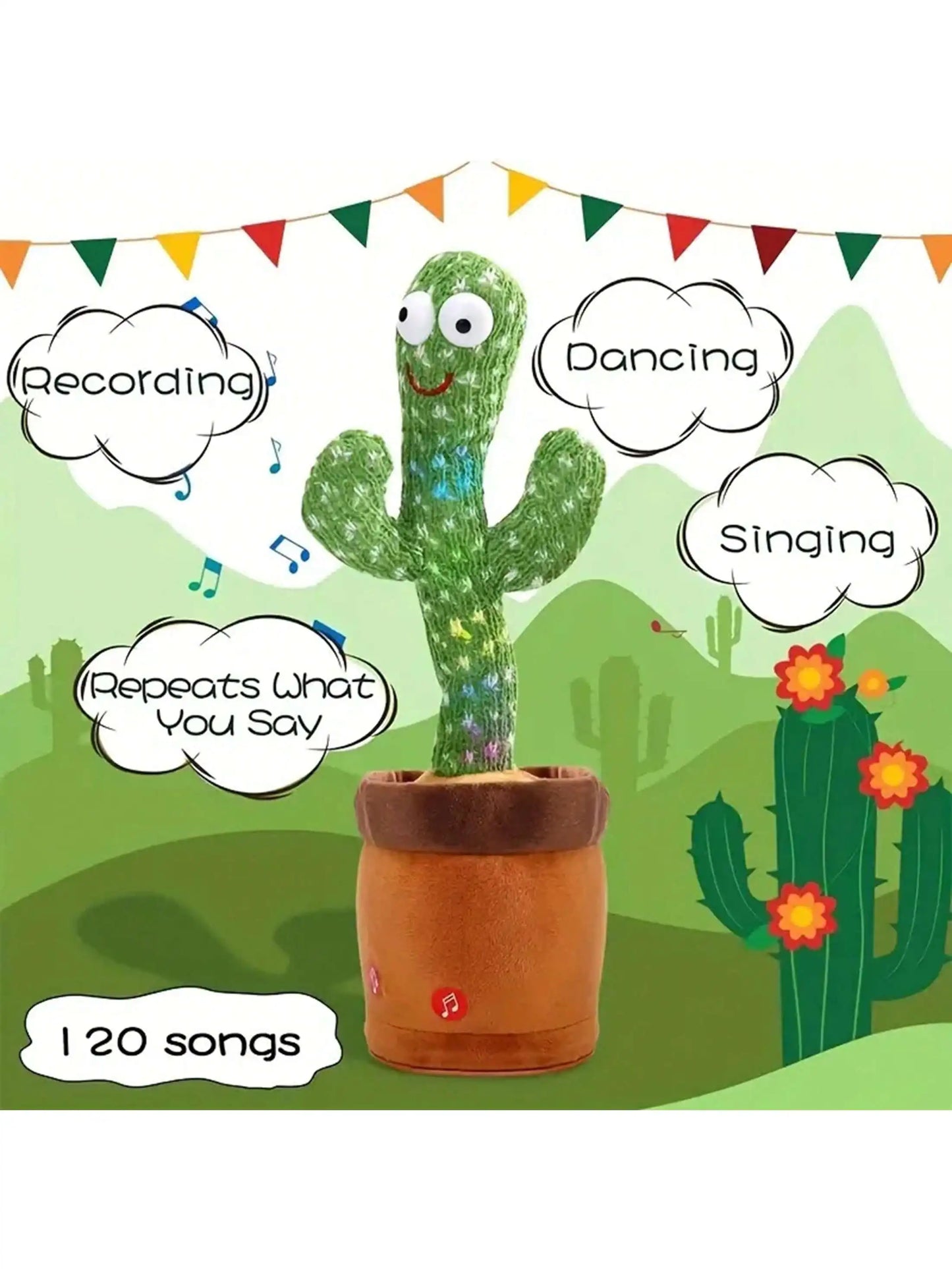 Dancing Talking Cactus Toy - Interactive Singing & Recording Plush for Kids