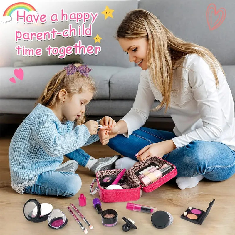 Kids Pretend Play Makeup Set - Fake Make Up Kit for Girls