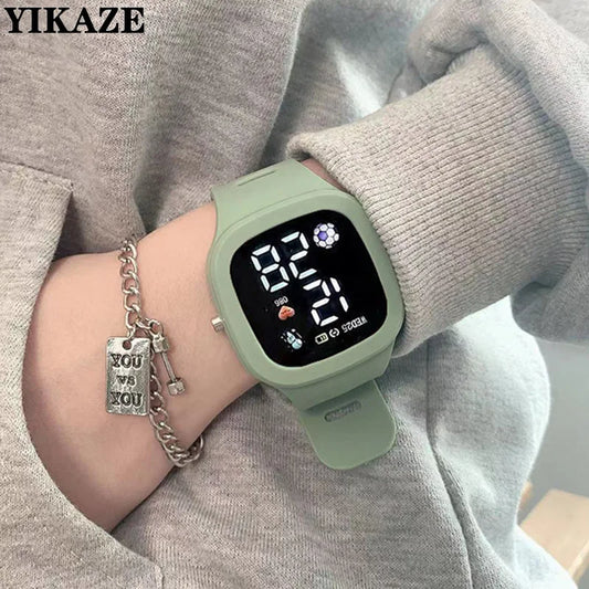 YIKAZE Digital Sports Watch - Waterproof LED Square Dial for Men, Women & Kids