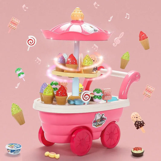 Ice Cream Truck Playset for Kids - Pretend Play Food Cart Toy