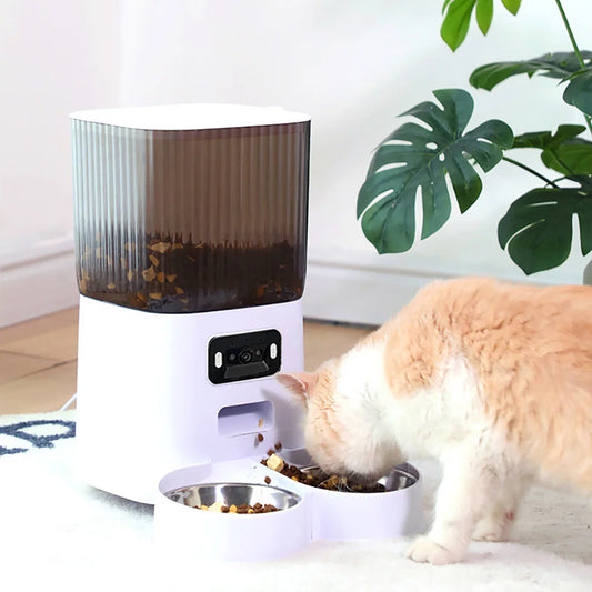 Smart Automatic Pet Feeder with Camera - 5L Double Bowl Video Dispenser
