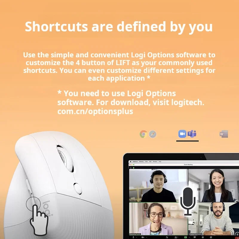 Logitech Lift Ergonomic Wireless Mouse - Vertical Design for Enhanced Comfort