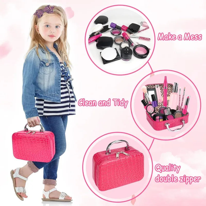 Kids Pretend Play Makeup Set - Fake Make Up Kit for Girls