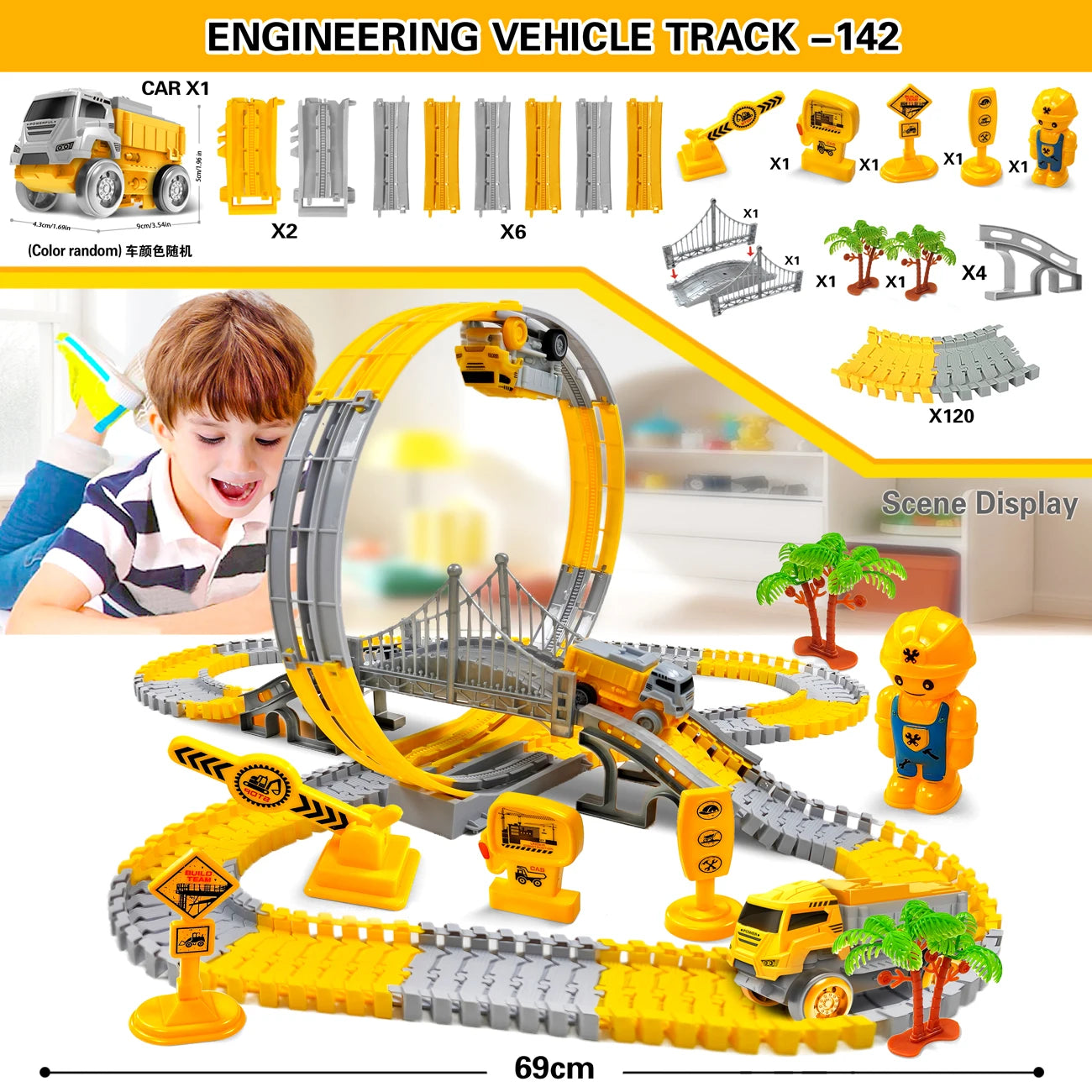 Magic Climbing Track Toy with Engineering Car - Kids Construction Set