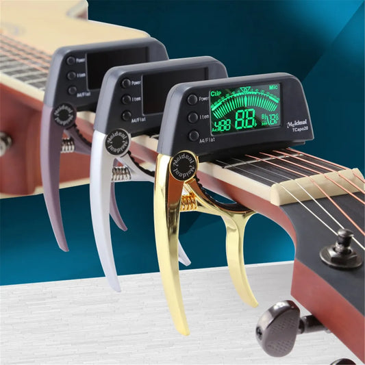 2-in-1 Guitar Tuner Capo with LED Display - Professional Tuning Tool for Acoustic, Electric, Bass & Ukulele