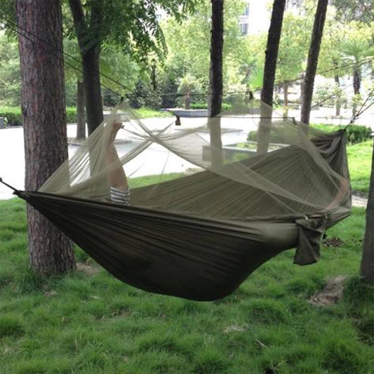 Portable Camping Hammock with Mosquito Net - Lightweight Parachute Nylon for 2 People