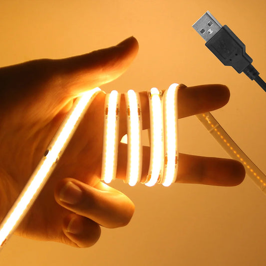 5V USB COB LED Strip Light - 320 LEDs/m High-Density Flexible Ribbon for TV Backlight & Cabinet
