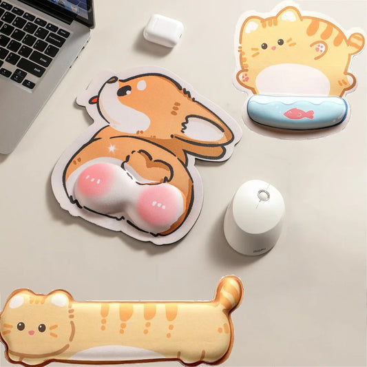 Ergonomic Cartoon Animal Mouse Pad with Wrist Rest