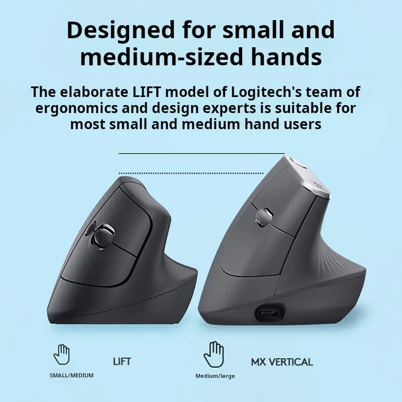 Logitech Lift Ergonomic Wireless Mouse - Vertical Design for Enhanced Comfort
