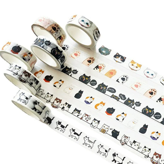 Kawaii Cat Washi Tape - Decorative Masking Tape for Scrapbooking & DIY Crafts