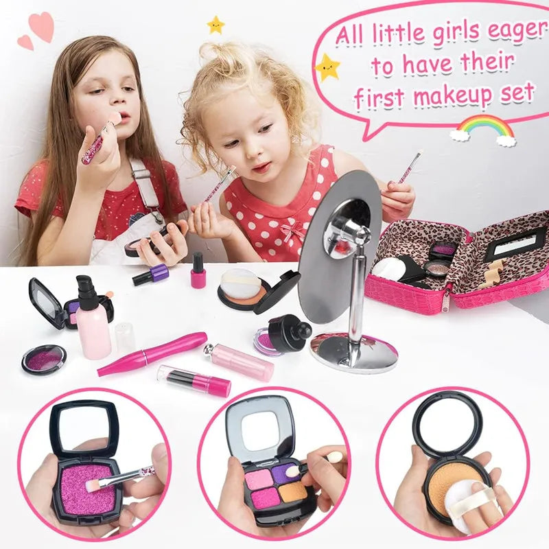 Kids Pretend Play Makeup Set - Fake Make Up Kit for Girls