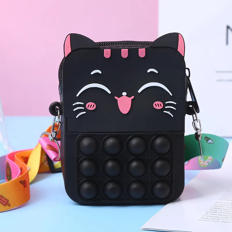 Kawaii Unicorn Crossbody Bag with Fidget Bubbles - Girls' Handbag & Stress Relief Toy