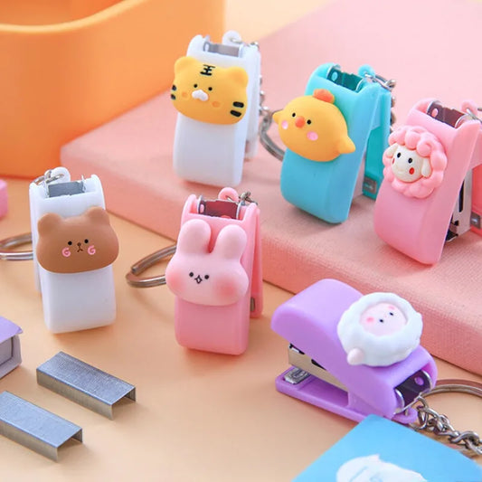Mini Stapler Keychain - Kawaii Animal Design