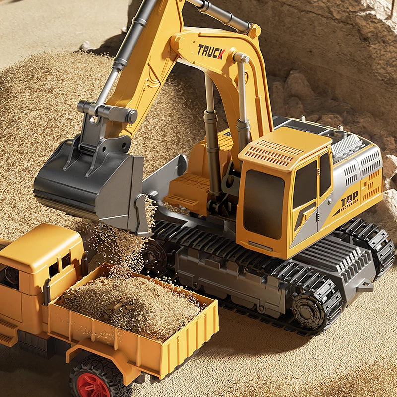 Alloy Remote Control Excavator Toy Car - 10 Channel RC Construction Vehicle
