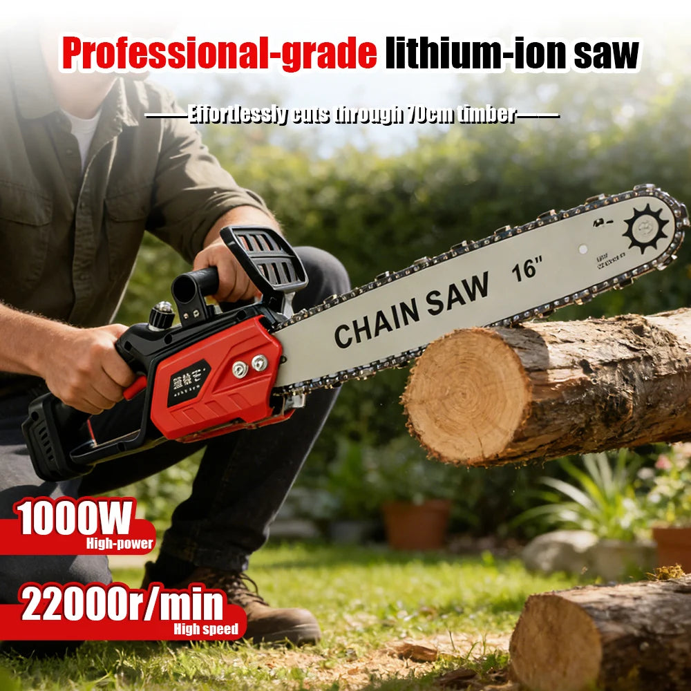 Tungfull Brushless Cordless Electric Chainsaw - 12" & 16" Battery-Powered Wood Cutting Tool